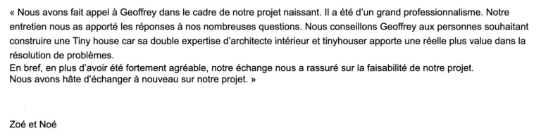 avis accompagnement et stage tiny house 5 étoiles