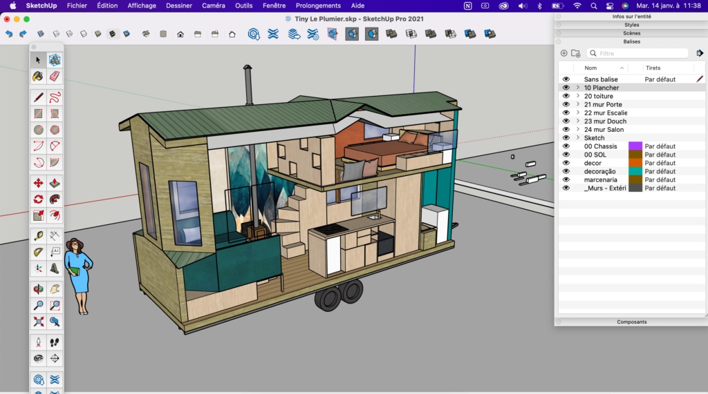 tinyhouse modélisée sur sketchup