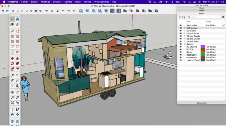 tinyhouse modélisée sur sketchup