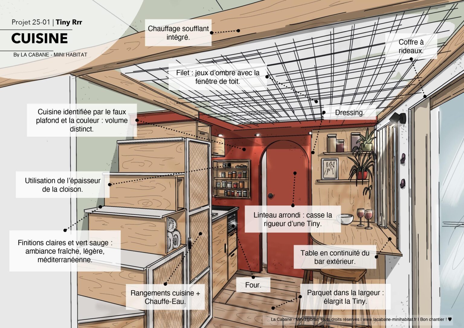 tiny house BDSM love room cuisine avec filet