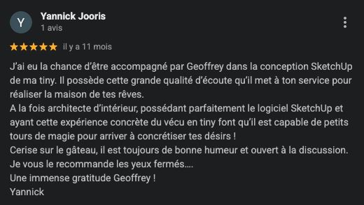 avis accompagnement et stage tiny house 5 étoiles