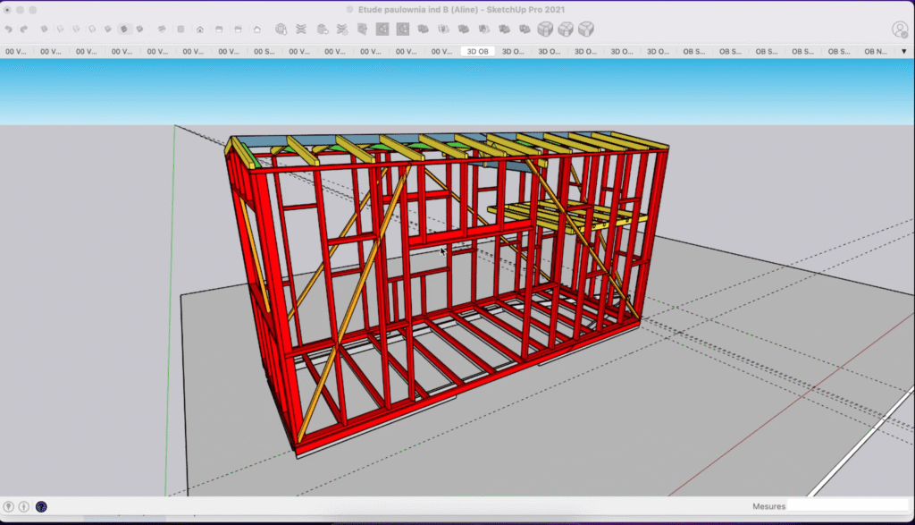 Tiny house modélisation sketchup en paulownia