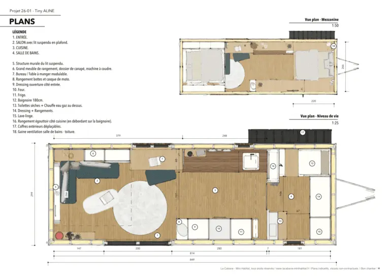 Plans et photos Tiny House 20m2, Aline