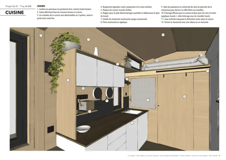 Plans et photos Tiny House 20m2, Aline
