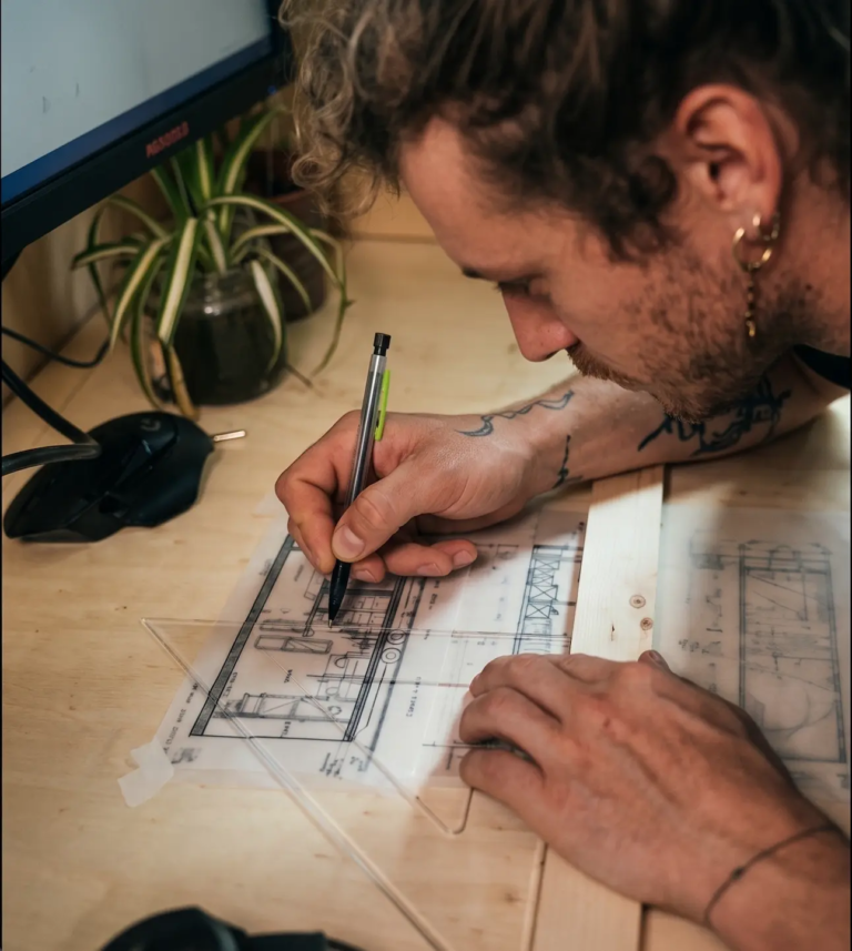 Geoffrey dessin plan de tiny house à la main - côté